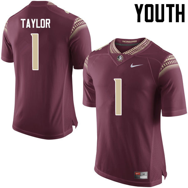 Youth #1 Levonta Taylor Florida State Seminoles College Football Jerseys-Garnet - Click Image to Close